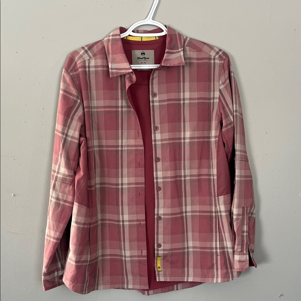 Men's Windriver No Fly Zone Plaid Button Down Shirt - Pink and Cream Medium